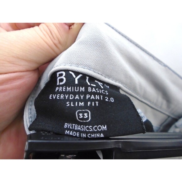 BYLT Men's Size 33 (33x30) Everyday Pant 2.0 Slim Fit Chino Gray Stretch - Picture 11 of 12